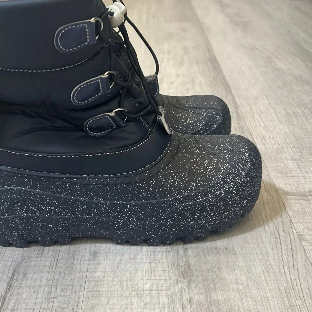 NEW‎ Member's Mark Girls Snow Boot, Size 7/8, Navy Glitter